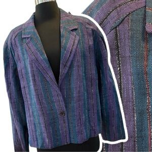 Vintage Givenchy Plus jacket striped purple teal metallic XL